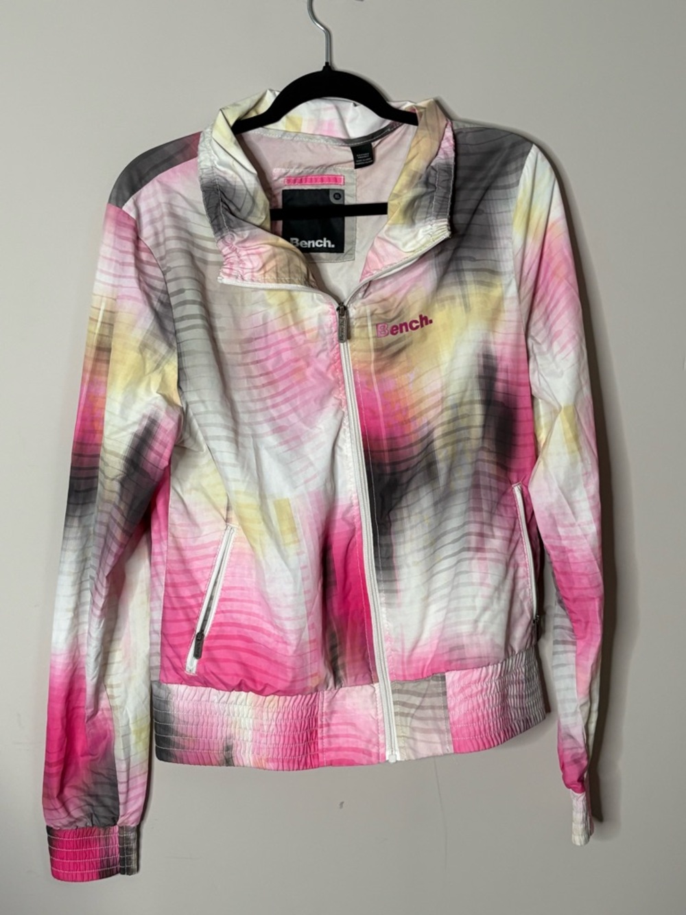 Bench Pink Grey White Yellow Tie Dye Zip Up Jacket XL - Picture 2 of 8